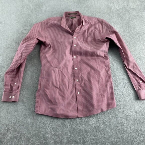 Eddie Bauer Mens Red Striped Wrinkle Resistant Button-Down Shirt TL 5382 - Picture 1 of 8